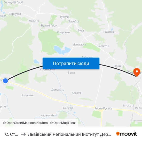 С. Страдч to Львівський Регіональний Інститут Державного Управління map