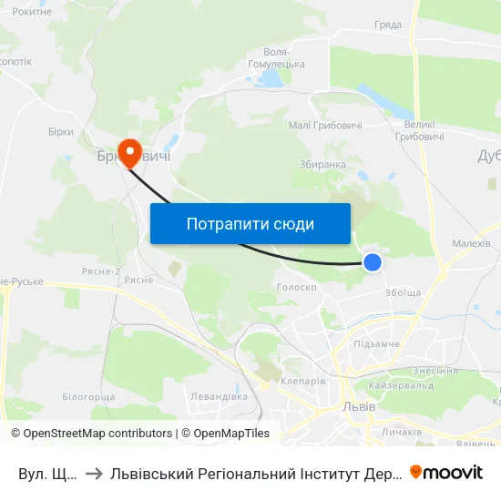 Вул. Щурата to Львівський Регіональний Інститут Державного Управління map