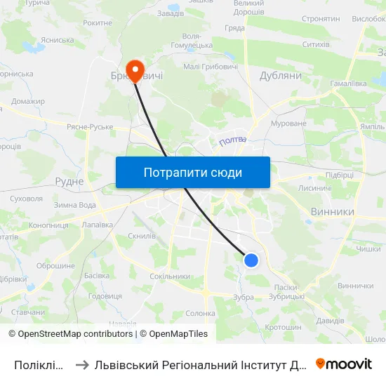 Поліклініка №4 to Львівський Регіональний Інститут Державного Управління map