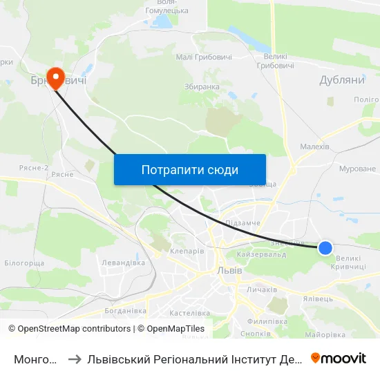 Монгольська to Львівський Регіональний Інститут Державного Управління map