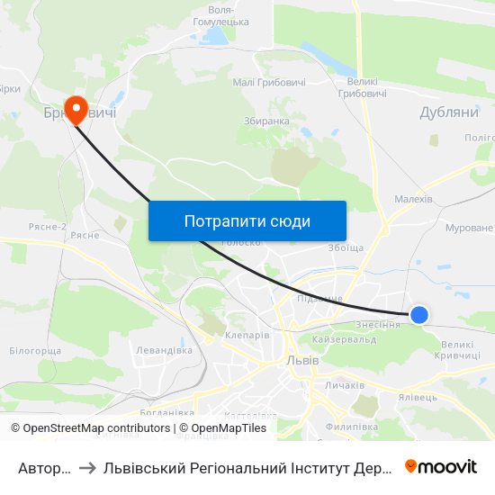 Авторинок to Львівський Регіональний Інститут Державного Управління map