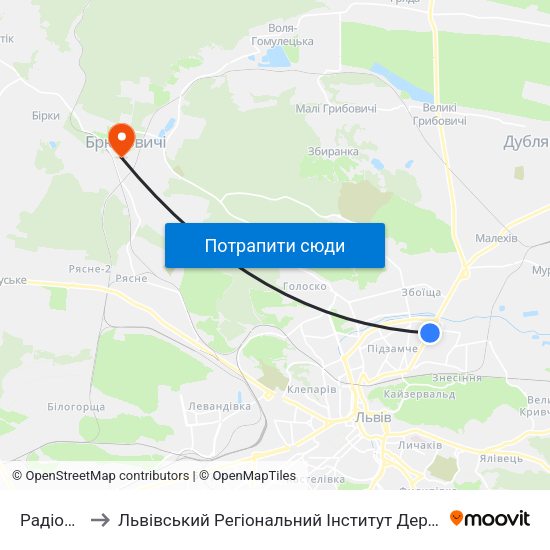 Радіоринок to Львівський Регіональний Інститут Державного Управління map