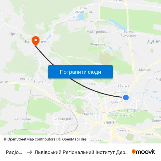 Радіоринок to Львівський Регіональний Інститут Державного Управління map