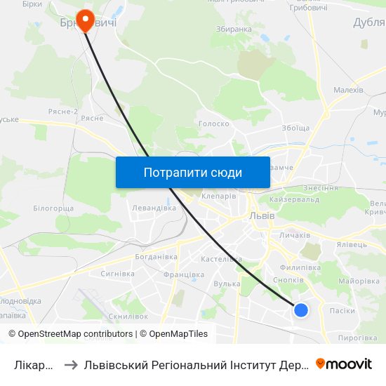 Лікарня №8 to Львівський Регіональний Інститут Державного Управління map