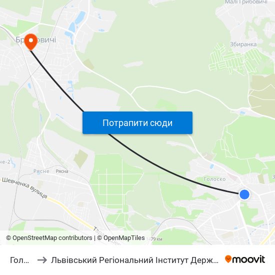 Голоско to Львівський Регіональний Інститут Державного Управління map