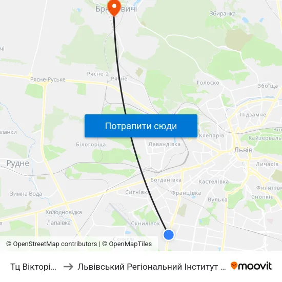 Тц Вікторія Гарденс to Львівський Регіональний Інститут Державного Управління map