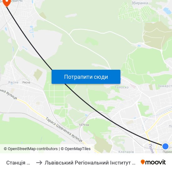 Станція Підзамче to Львівський Регіональний Інститут Державного Управління map
