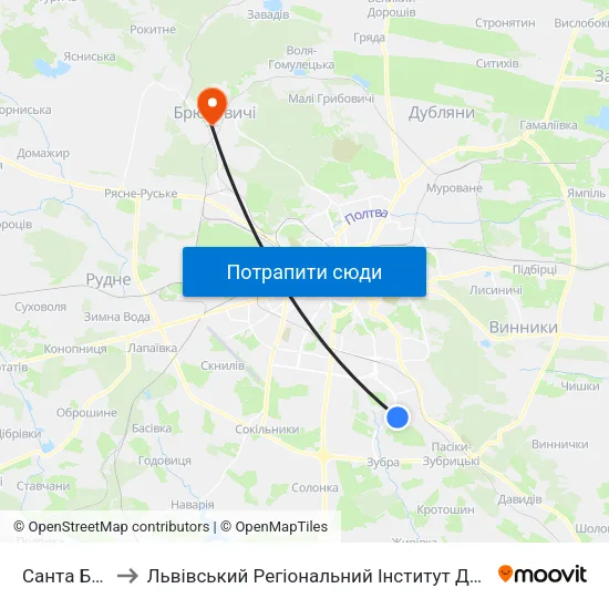 Санта Барбара to Львівський Регіональний Інститут Державного Управління map