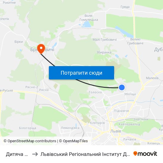 Дитяча Лiкарня to Львівський Регіональний Інститут Державного Управління map