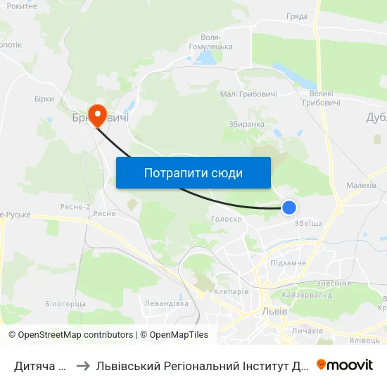 Дитяча Лiкарня to Львівський Регіональний Інститут Державного Управління map