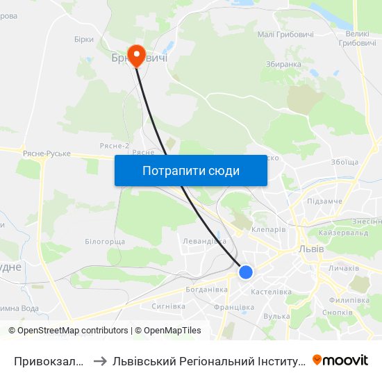 Привокзальний Ринок to Львівський Регіональний Інститут Державного Управління map
