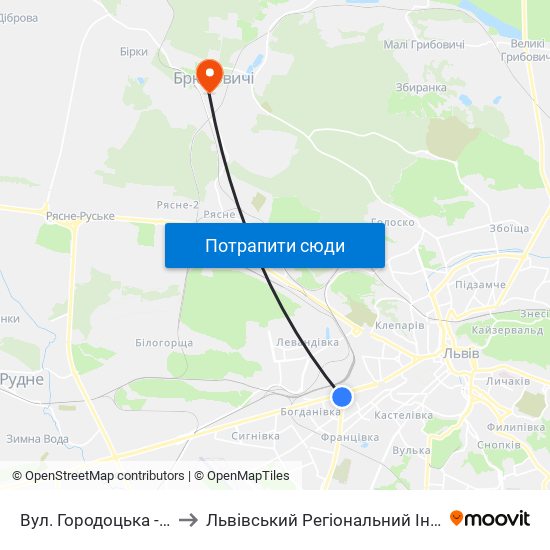 Вул. Городоцька - Вул. Кульпарківська to Львівський Регіональний Інститут Державного Управління map