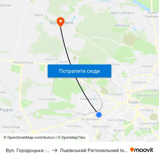 Вул. Городоцька - Вул. Кульпарківська to Львівський Регіональний Інститут Державного Управління map
