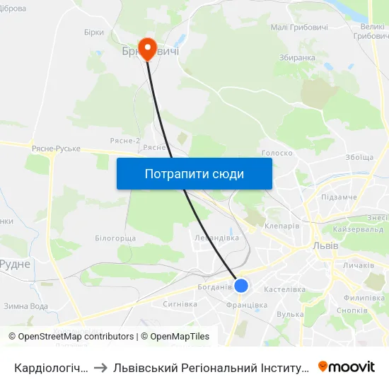 Кардіологічний Центр to Львівський Регіональний Інститут Державного Управління map