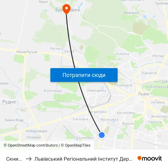 Скнилівок to Львівський Регіональний Інститут Державного Управління map