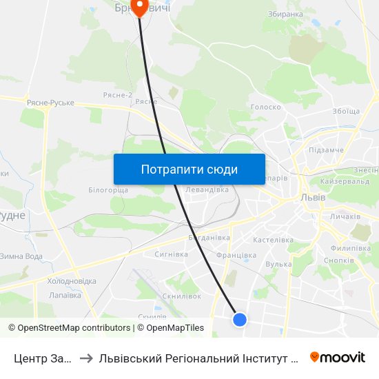 Центр Зайнятості to Львівський Регіональний Інститут Державного Управління map