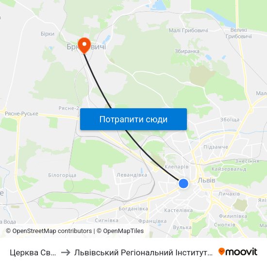 Церква Святої Анни to Львівський Регіональний Інститут Державного Управління map