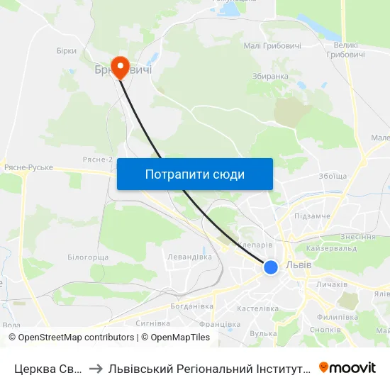 Церква Святої Анни to Львівський Регіональний Інститут Державного Управління map