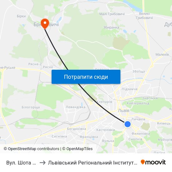 Вул. Шота Руставелі to Львівський Регіональний Інститут Державного Управління map