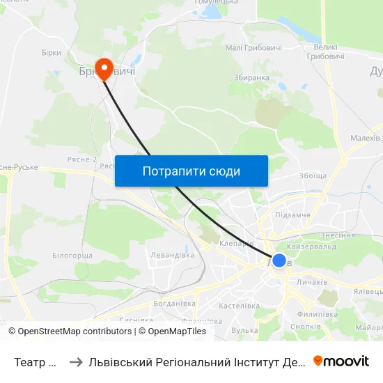 Театр Ляльок to Львівський Регіональний Інститут Державного Управління map