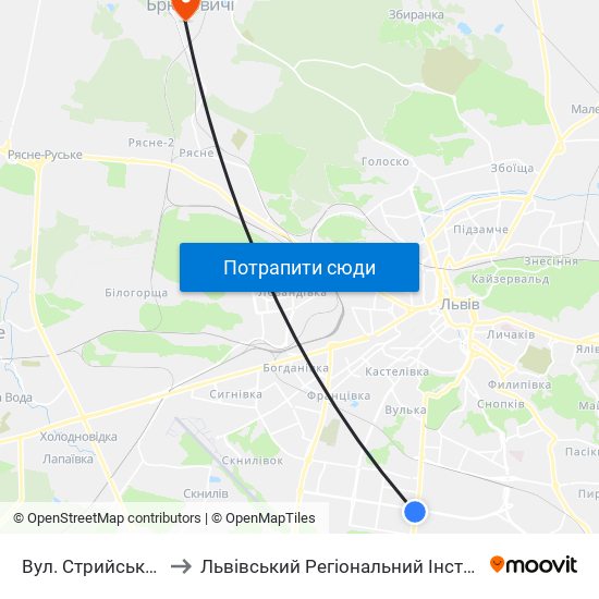 Вул. Стрийська - Вул. Наукова to Львівський Регіональний Інститут Державного Управління map