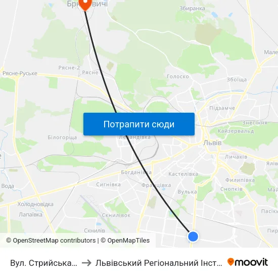 Вул. Стрийська - Вул. Хуторівка to Львівський Регіональний Інститут Державного Управління map