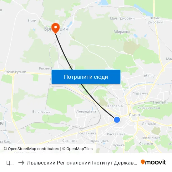 Цирк to Львівський Регіональний Інститут Державного Управління map