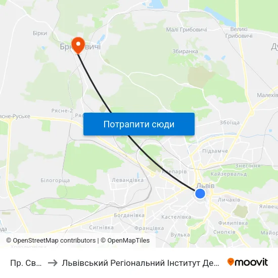 Пр. Свободи to Львівський Регіональний Інститут Державного Управління map