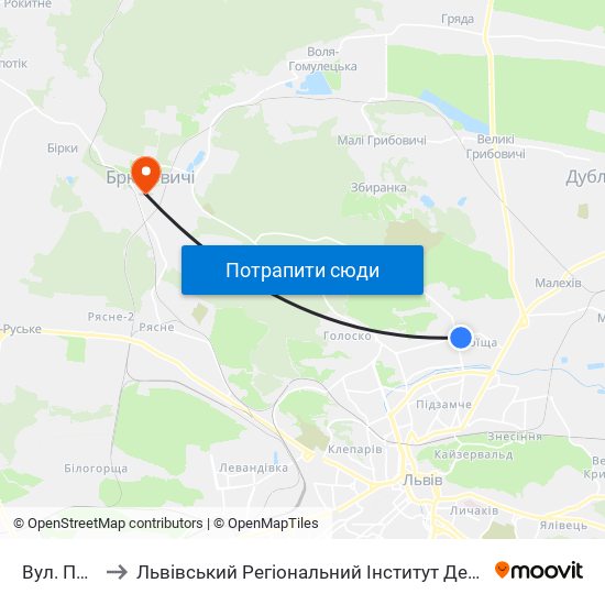 Вул. Плугова to Львівський Регіональний Інститут Державного Управління map