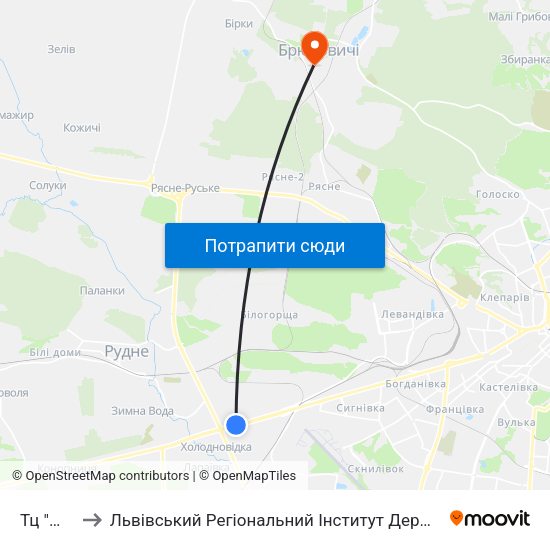 Тц "Metro" to Львівський Регіональний Інститут Державного Управління map