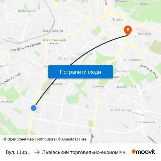 Вул. Щирецька to Львівський торговельно-економічний університет map