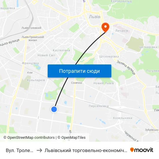 Вул. Тролейбусна to Львівський торговельно-економічний університет map