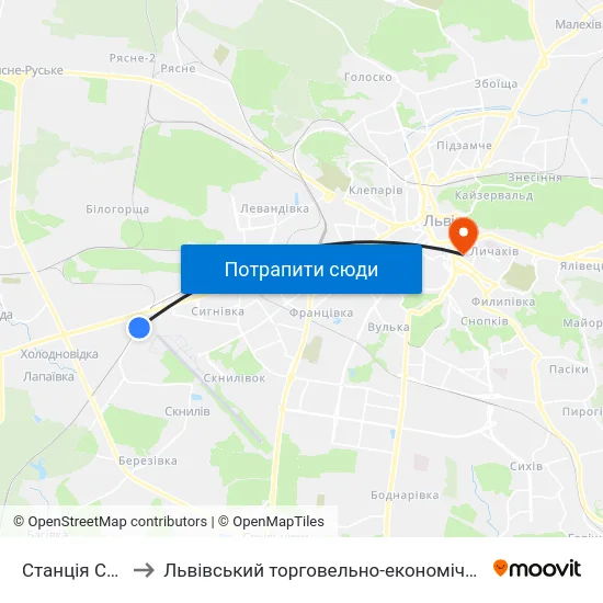 Станція Скнилів to Львівський торговельно-економічний університет map