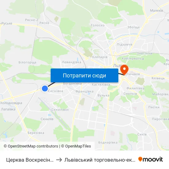 Церква Воскресіння Господнього to Львівський торговельно-економічний університет map