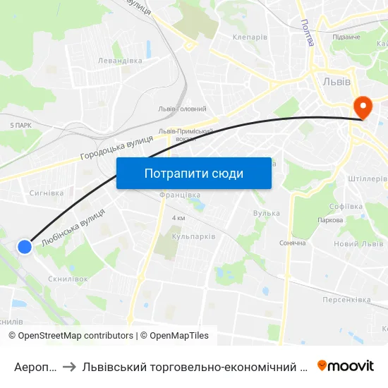 Аеропорт to Львівський торговельно-економічний університет map