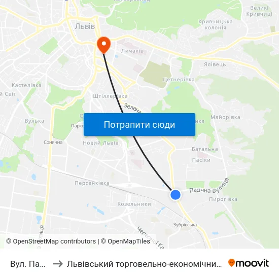 Вул. Пасічна to Львівський торговельно-економічний університет map