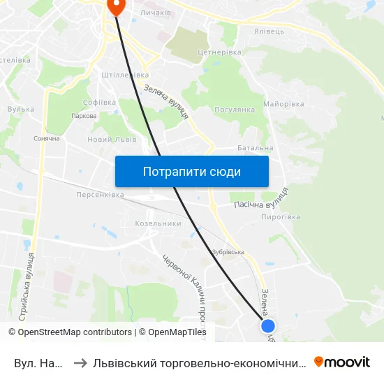 Вул. Надійна to Львівський торговельно-економічний університет map
