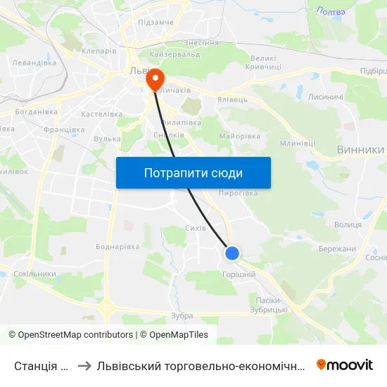 Станція Сихів to Львівський торговельно-економічний університет map