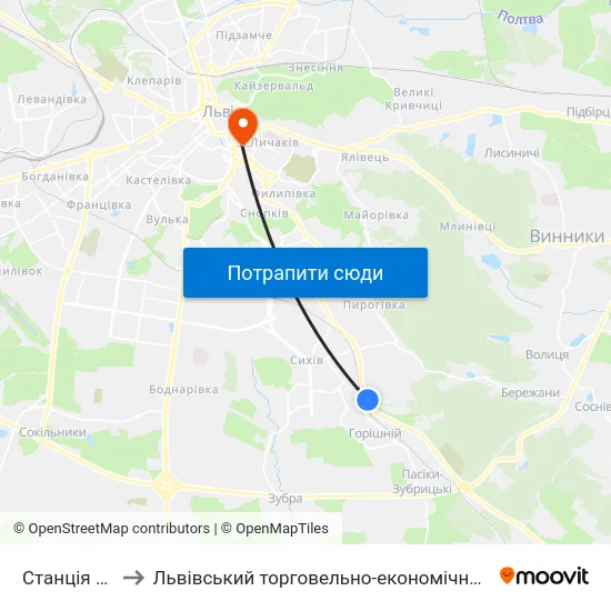 Станція Сихів to Львівський торговельно-економічний університет map