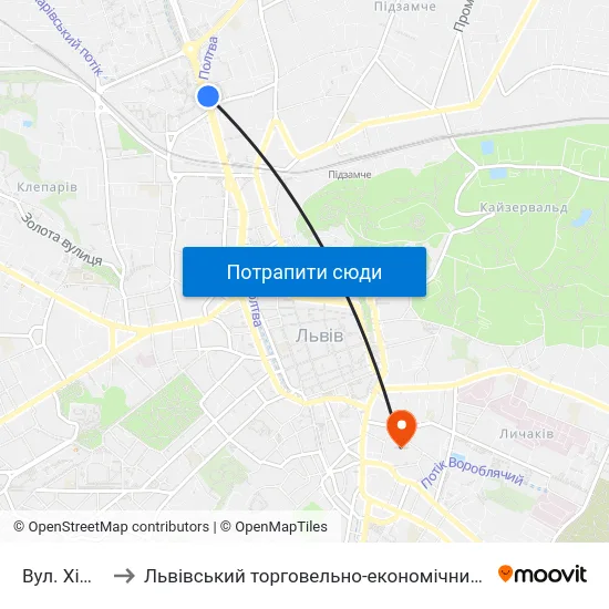Вул. Хімічна to Львівський торговельно-економічний університет map