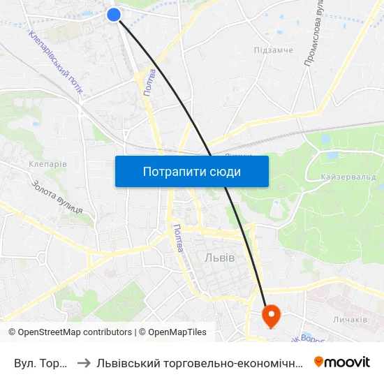 Вул. Торф'Яна to Львівський торговельно-економічний університет map