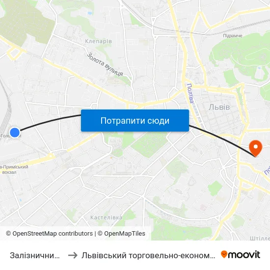 Залізничний Вокзал to Львівський торговельно-економічний університет map