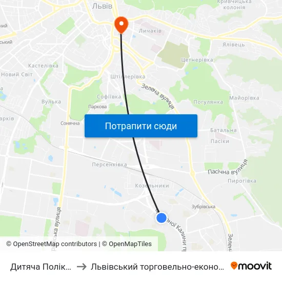 Дитяча Поліклініка №4 to Львівський торговельно-економічний університет map
