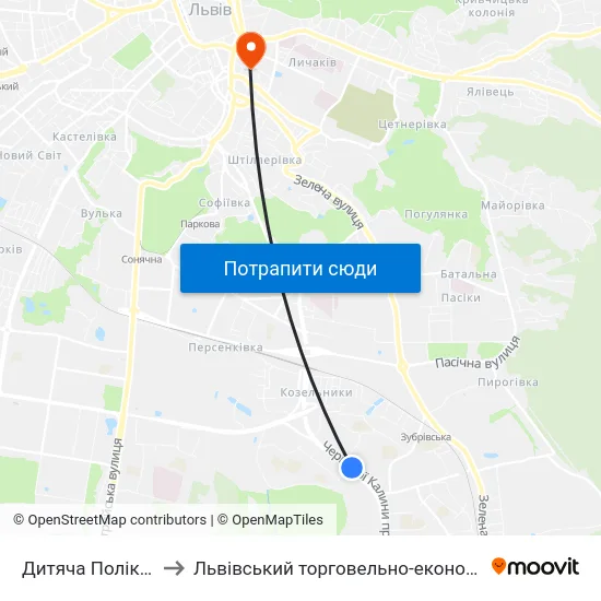Дитяча Поліклініка №4 to Львівський торговельно-економічний університет map