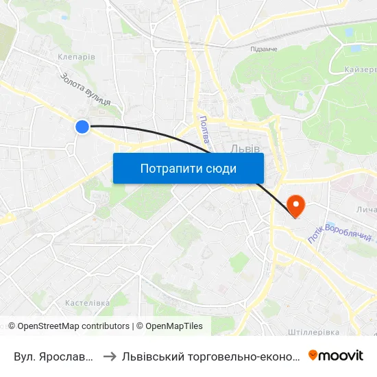Вул. Ярослава Мудрого to Львівський торговельно-економічний університет map