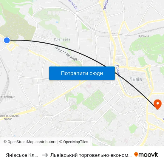 Янівське Кладовище to Львівський торговельно-економічний університет map
