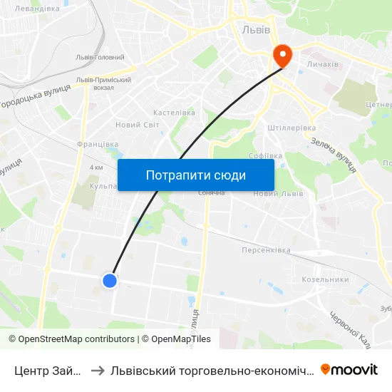 Центр Зайнятості to Львівський торговельно-економічний університет map