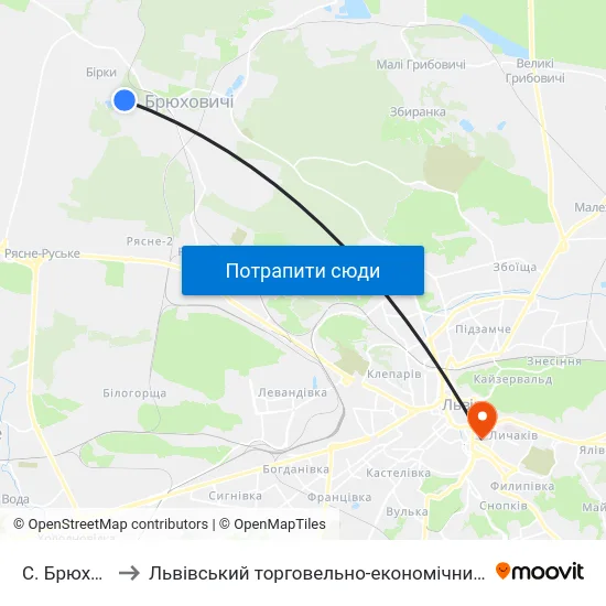 С. Брюховичі to Львівський торговельно-економічний університет map