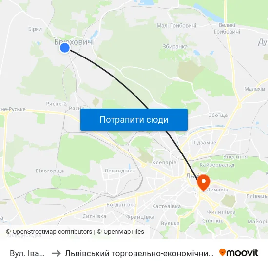 Вул. Івасюка to Львівський торговельно-економічний університет map