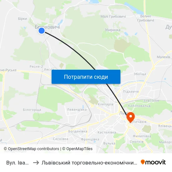 Вул. Івасюка to Львівський торговельно-економічний університет map